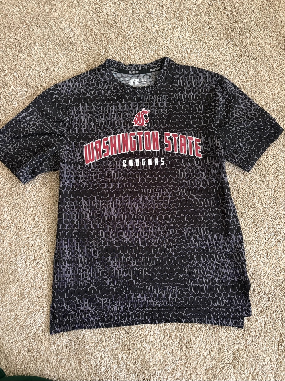 Russell Athletic Washington State Cougars Black Gray Pattern Tee